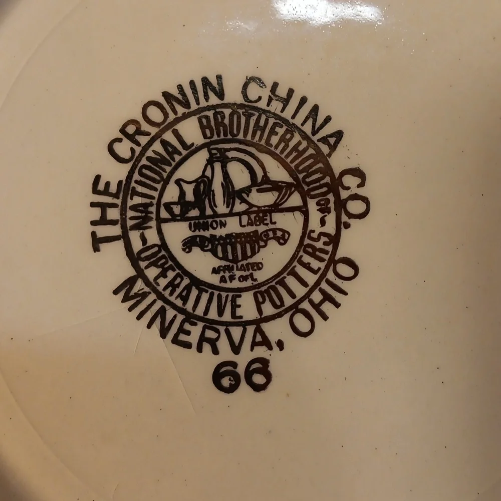 Vintage 1966 Cronin China Co. NATIONAL BROTHERHOOD OF POTTERS plate - Picture 3 of 4